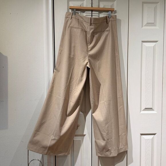 NWT Madewell The Harlow Superwide Leg Pleated Trouser Brushed Twill Tan Beige 14 - Picture 10 of 12